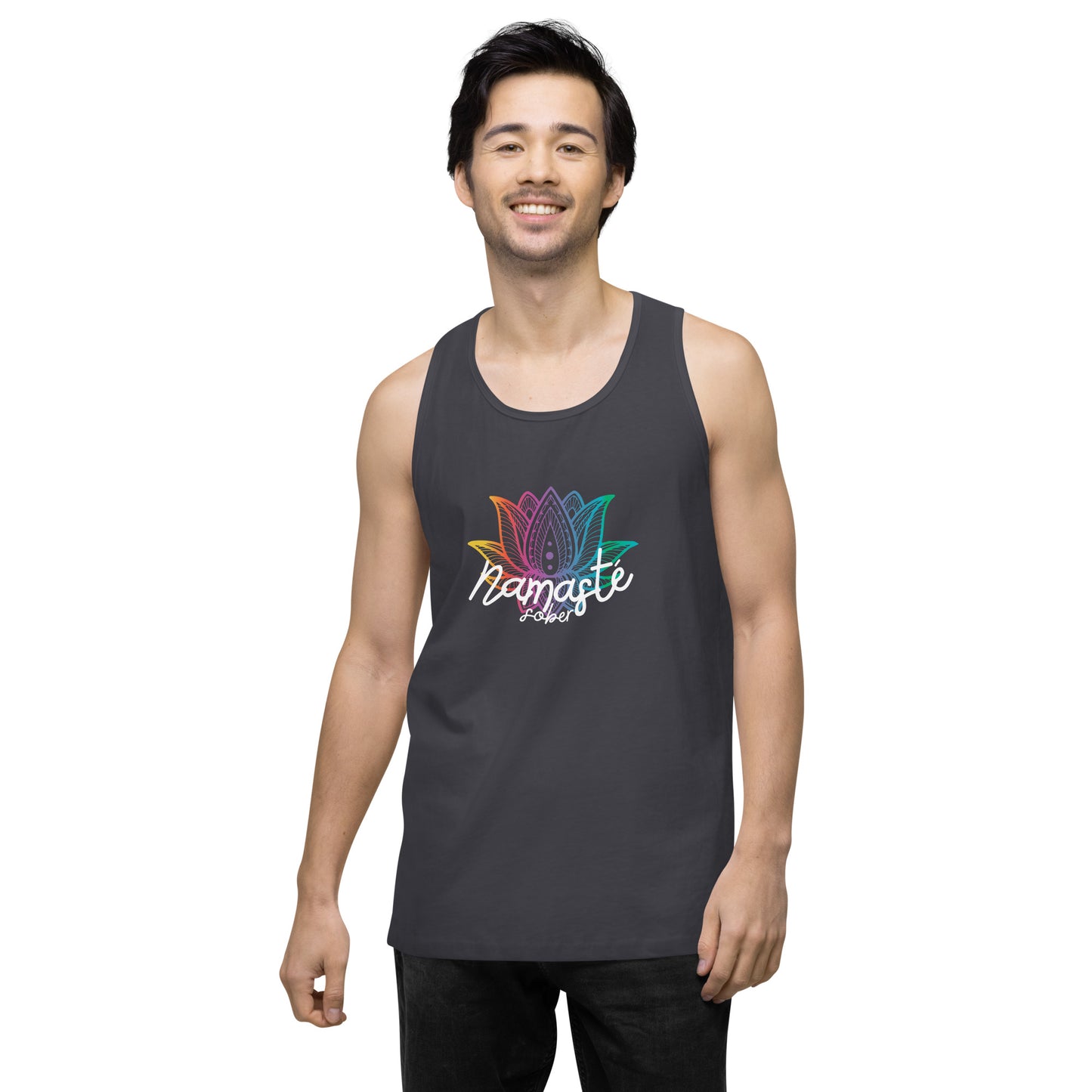 Namaste Sober Rainbow Lotus - Unisex premium tank top