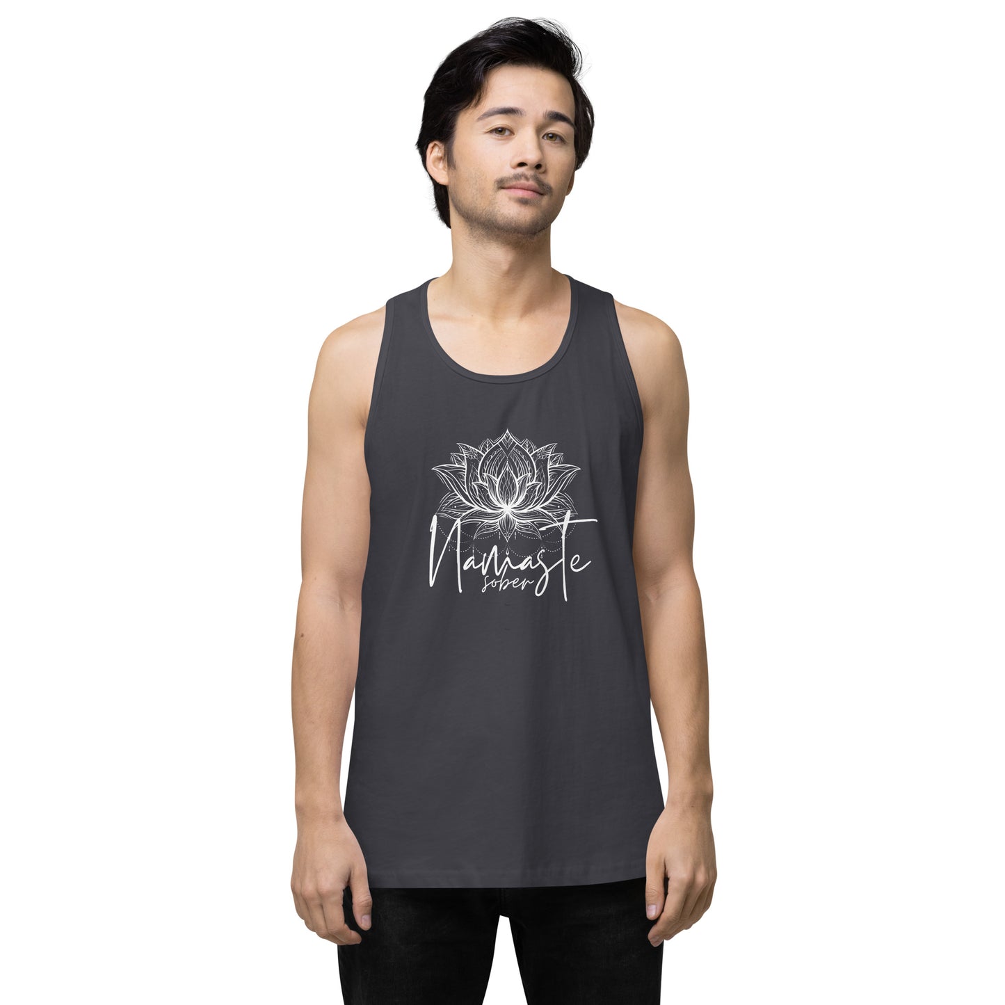 Namaste Sober White Lotus  Unisex premium tank top