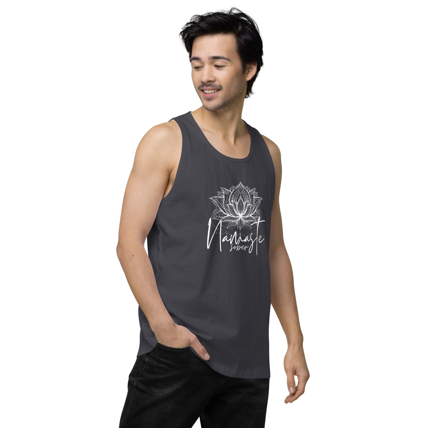 Namaste Sober White Lotus  Unisex premium tank top