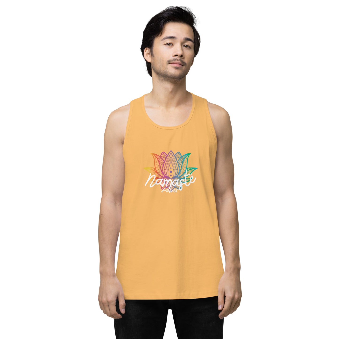 Namaste Sober Rainbow Lotus - Unisex premium tank top