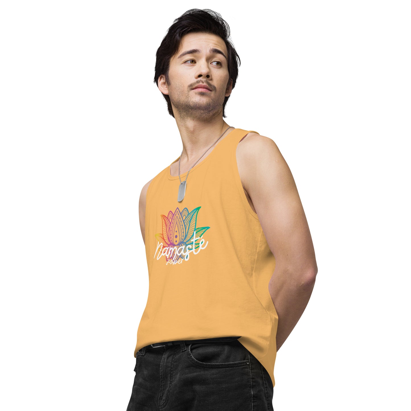 Namaste Sober Rainbow Lotus - Unisex premium tank top