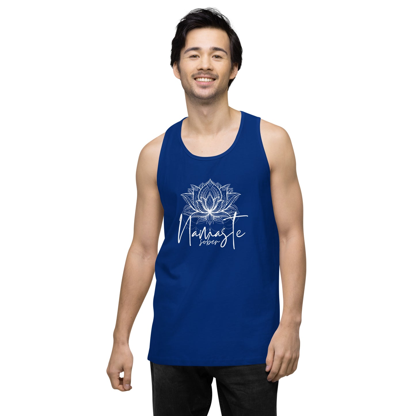 Namaste Sober White Lotus  Unisex premium tank top