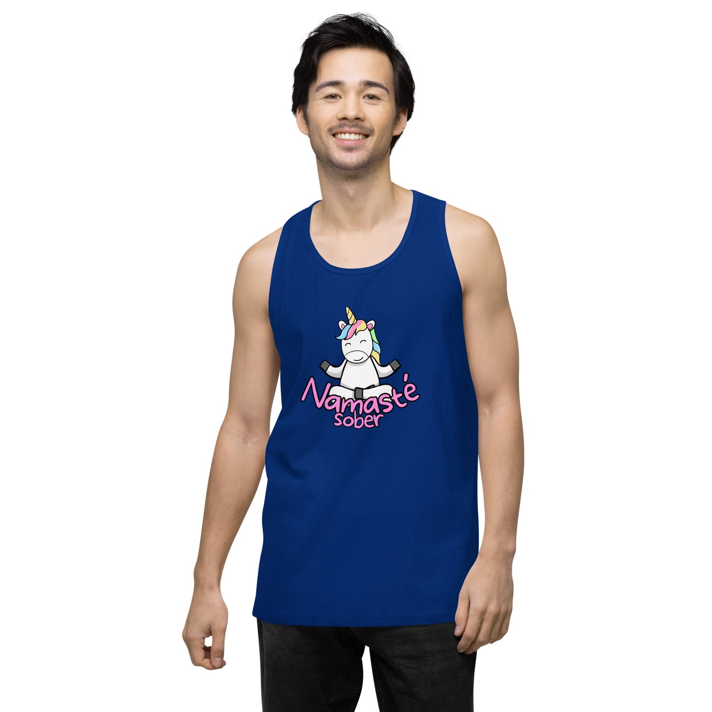 Namaste Sober Rainbow Unicorn - Unisex premium tank top