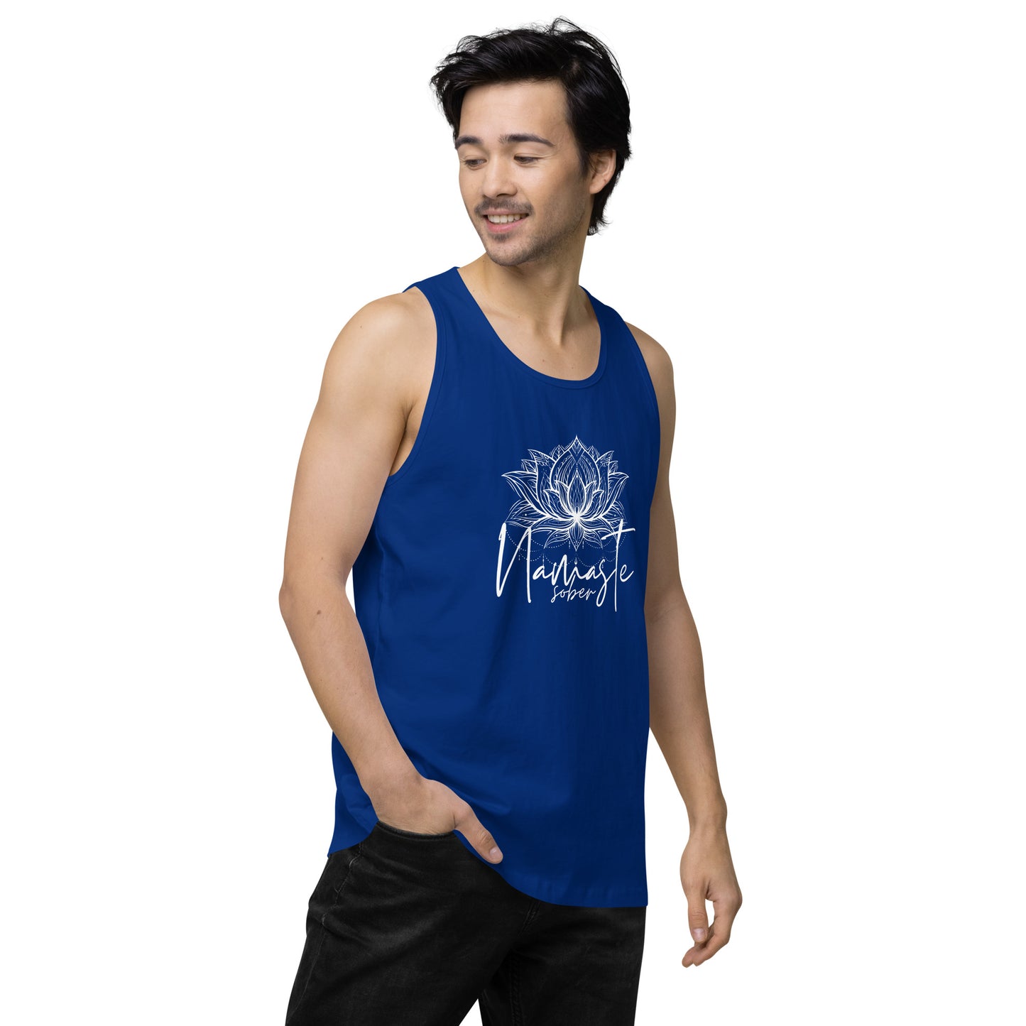 Namaste Sober White Lotus  Unisex premium tank top