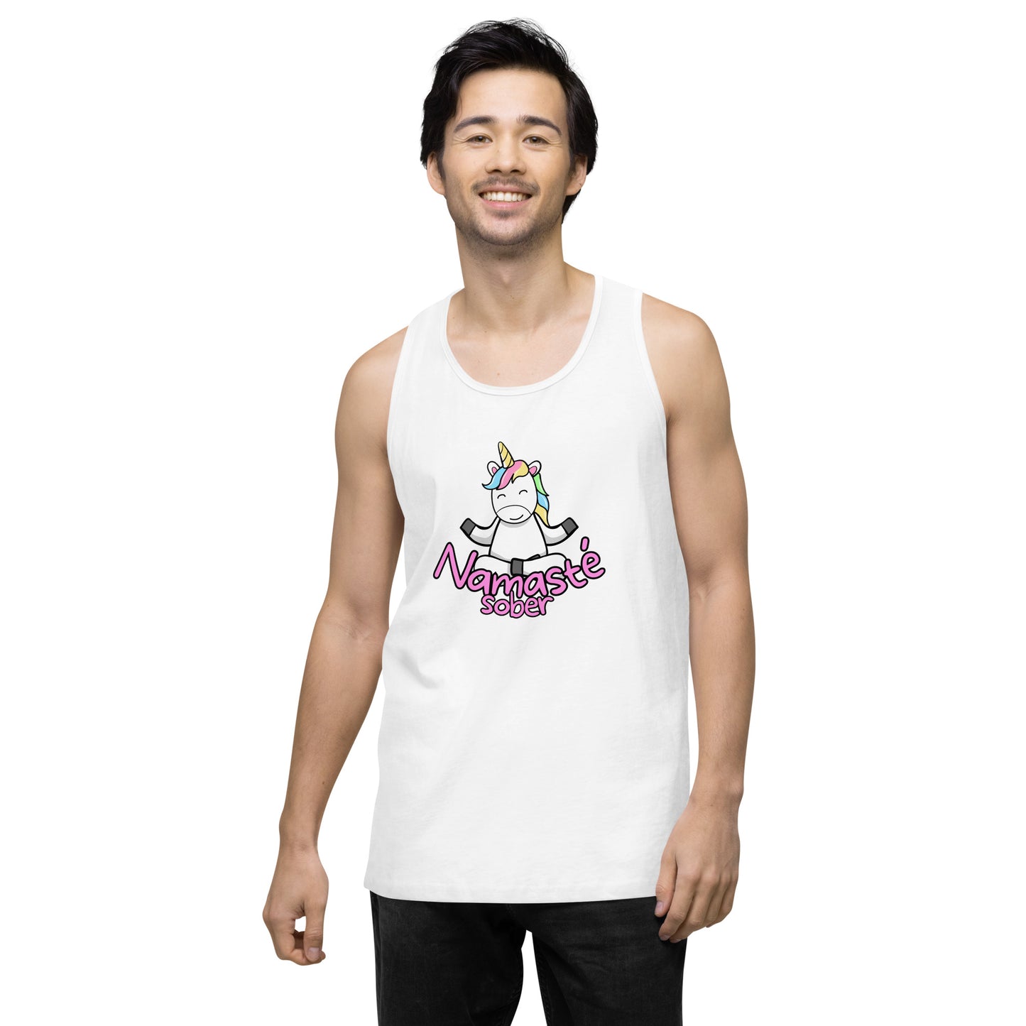 Namaste Sober Rainbow Unicorn - Unisex premium tank top