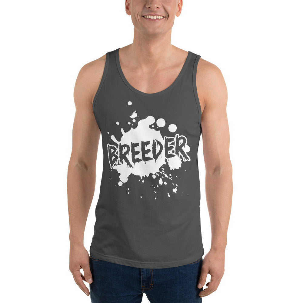 Make a statement with the 'Breeder' unisex tank top, designed to celebrate the strength and dominance of gay tops. Embrace your role and express yourself with this fashionable and inclusive sleeveless top.