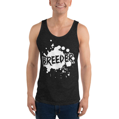 Shop the vibrant 'Breeder' unisex tank top, a fashion-forward statement for gay tops. Show your power and make a bold impact with this empowering and stylish sleeveless top.