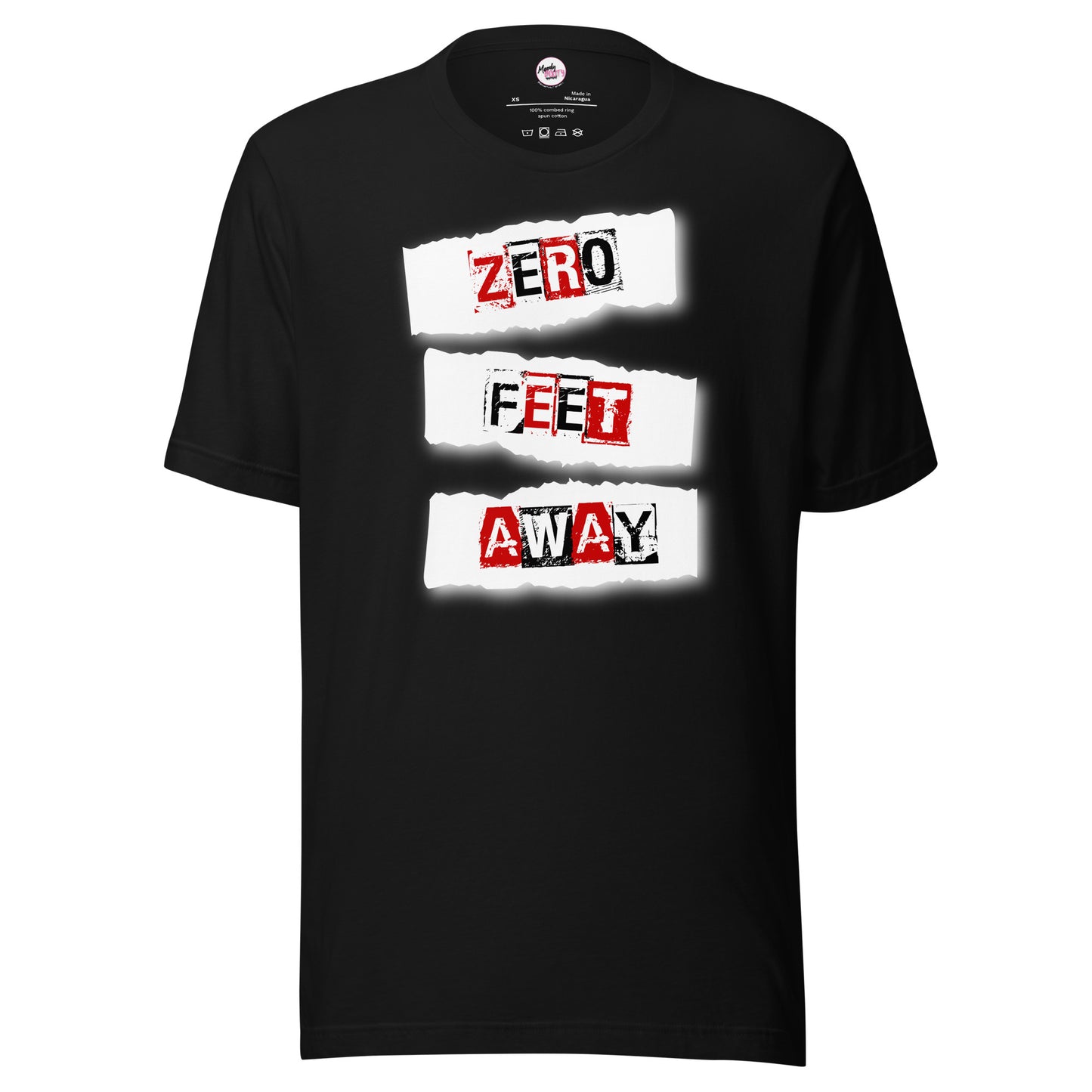 Zero Feet Away Torn Tape Shirt for Gay Men - Bold and Vibrant Design