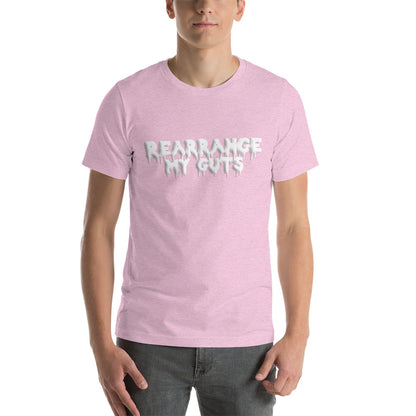 Celebrate your authenticity with the 'Rearrange My Guts' unisex t-shirt, a proud expression of empowerment and acceptance for gay bottoms within the LGBTQ community.