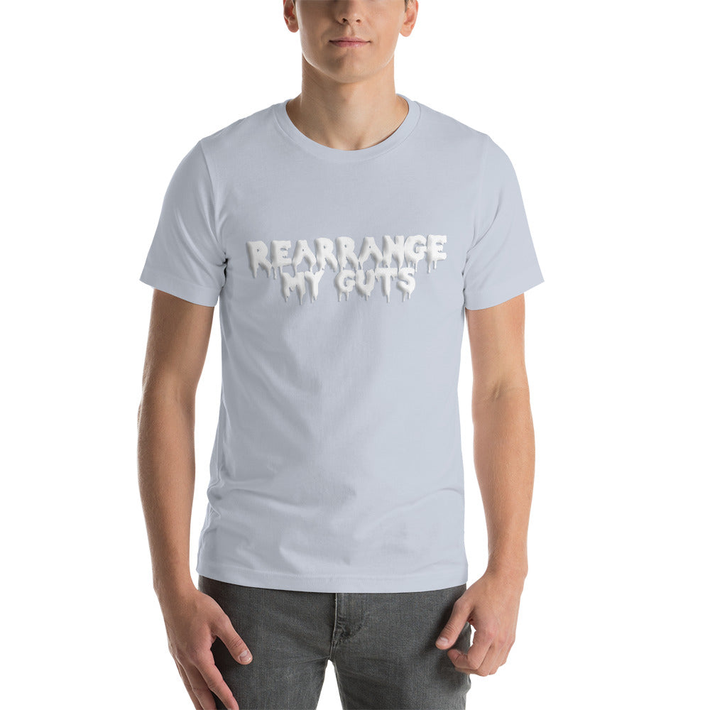 Express your unique desires with the 'Rearrange My Guts' unisex t-shirt, a celebration of empowerment, self-acceptance, and inclusivity for gay bottoms within the LGBTQ community.