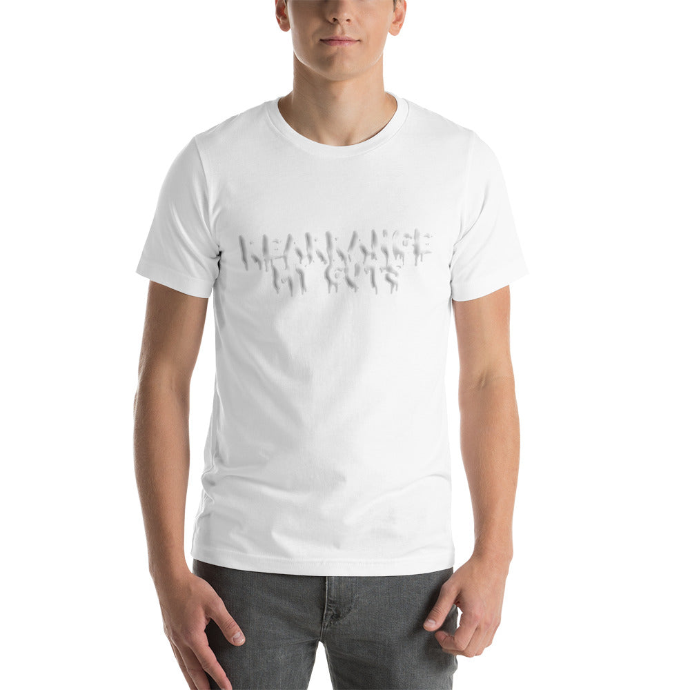 Make a bold fashion statement with the 'Rearrange My Guts' unisex t-shirt, designed to inspire confidence, acceptance, and celebrate the desires of gay bottoms within the LGBTQ community.