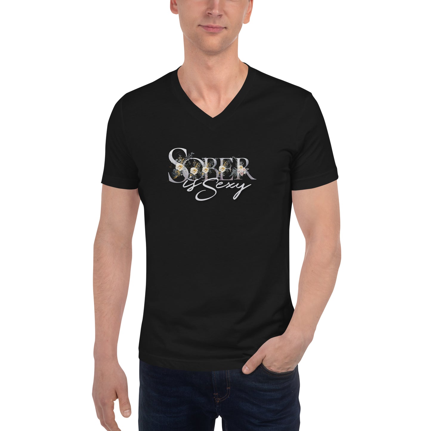Sober is Sexy - Unisex Short Sleeve V-Neck T-Shirt