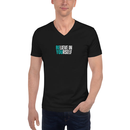 BElieve in YOUrself - Unisex Short Sleeve V-Neck T-Shirt