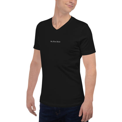 He/Him/Hole - Unisex Short Sleeve V-Neck T-Shirt