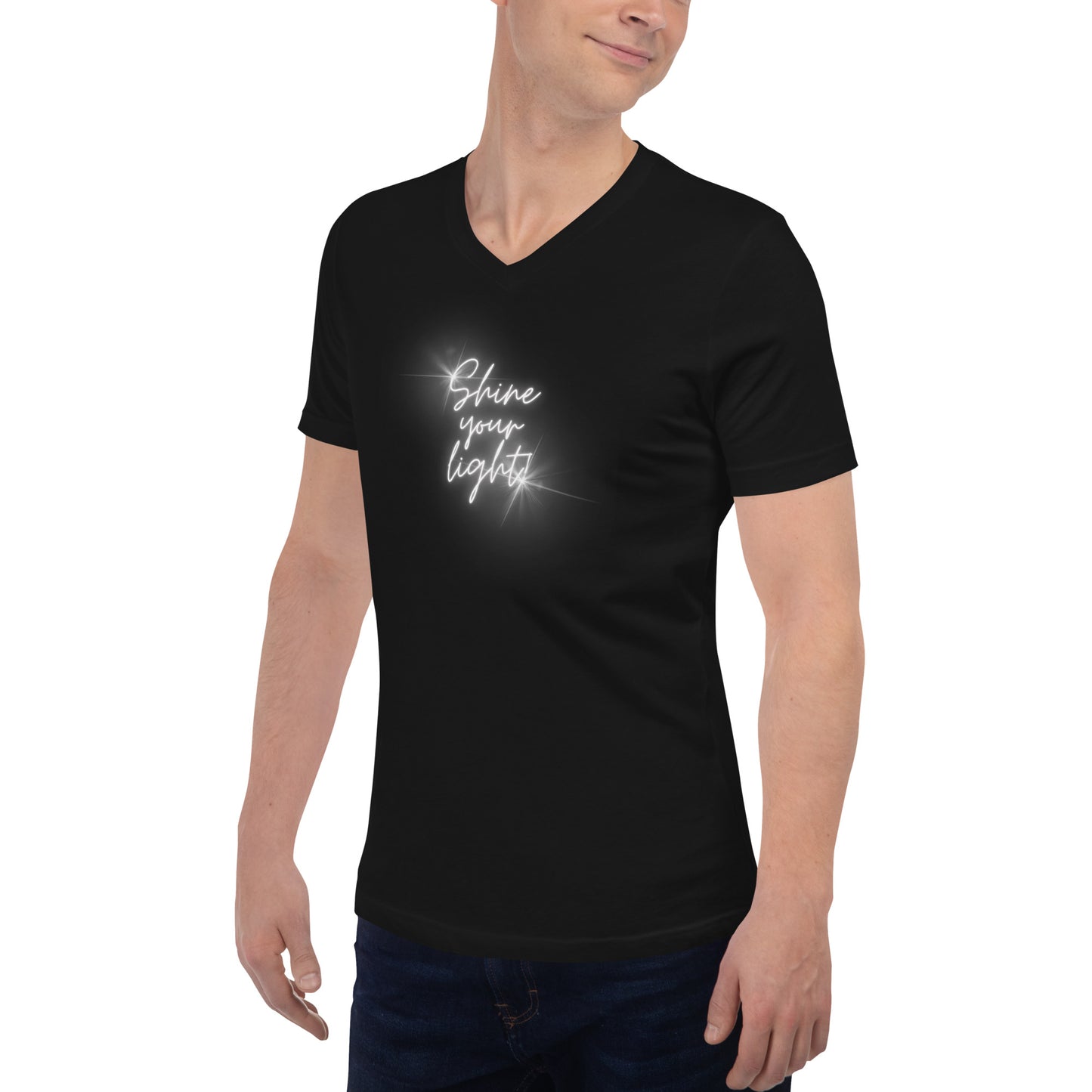 Shine Your Light - Unisex Short Sleeve V-Neck T-Shirt