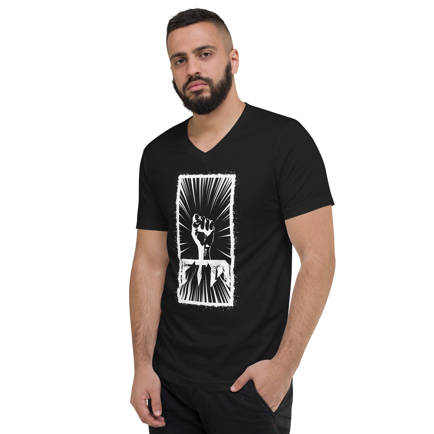 FTM Power Fist - Unisex Short Sleeve V-Neck T-Shirt