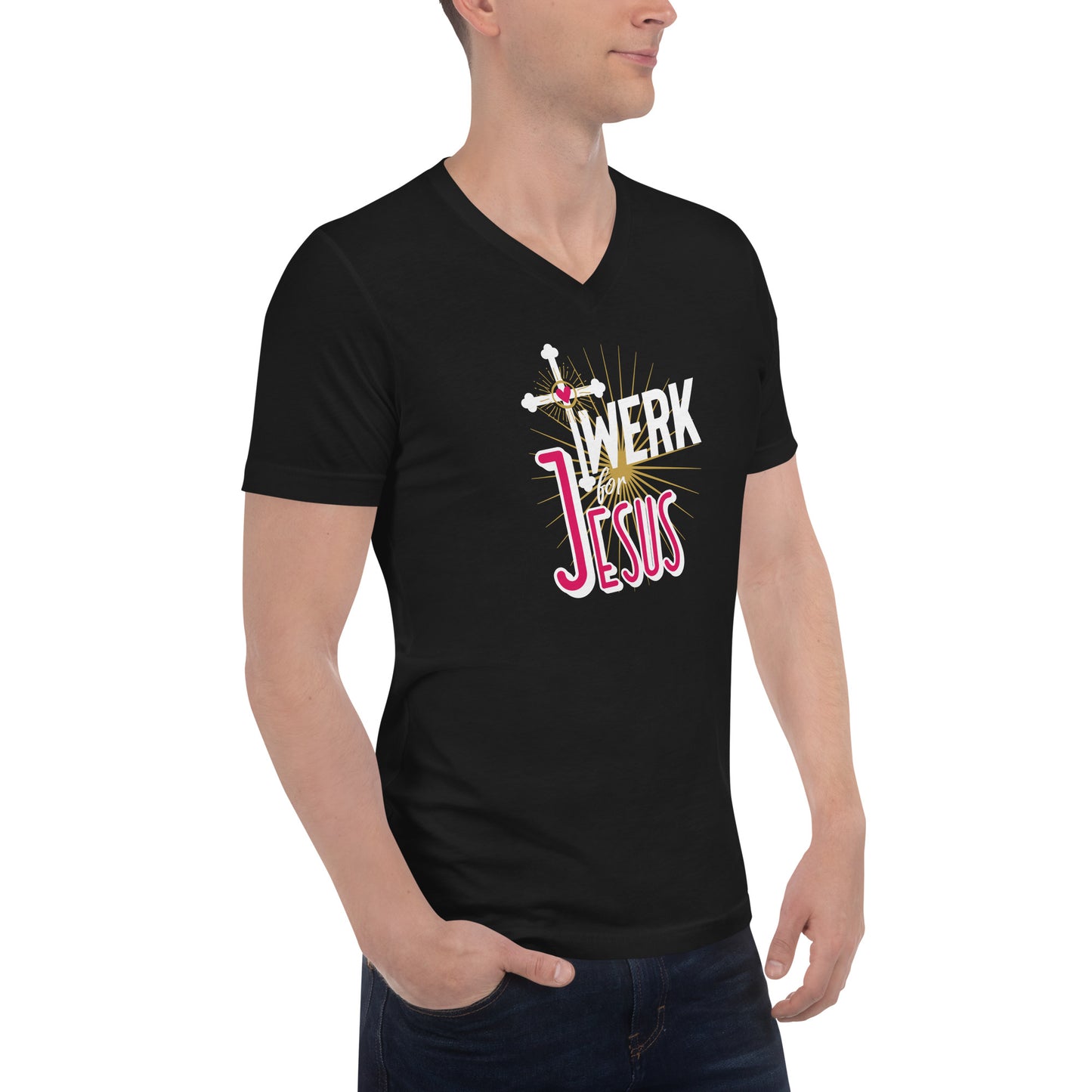 Twerk For Jesus - Unisex Short Sleeve V-Neck T-Shirt