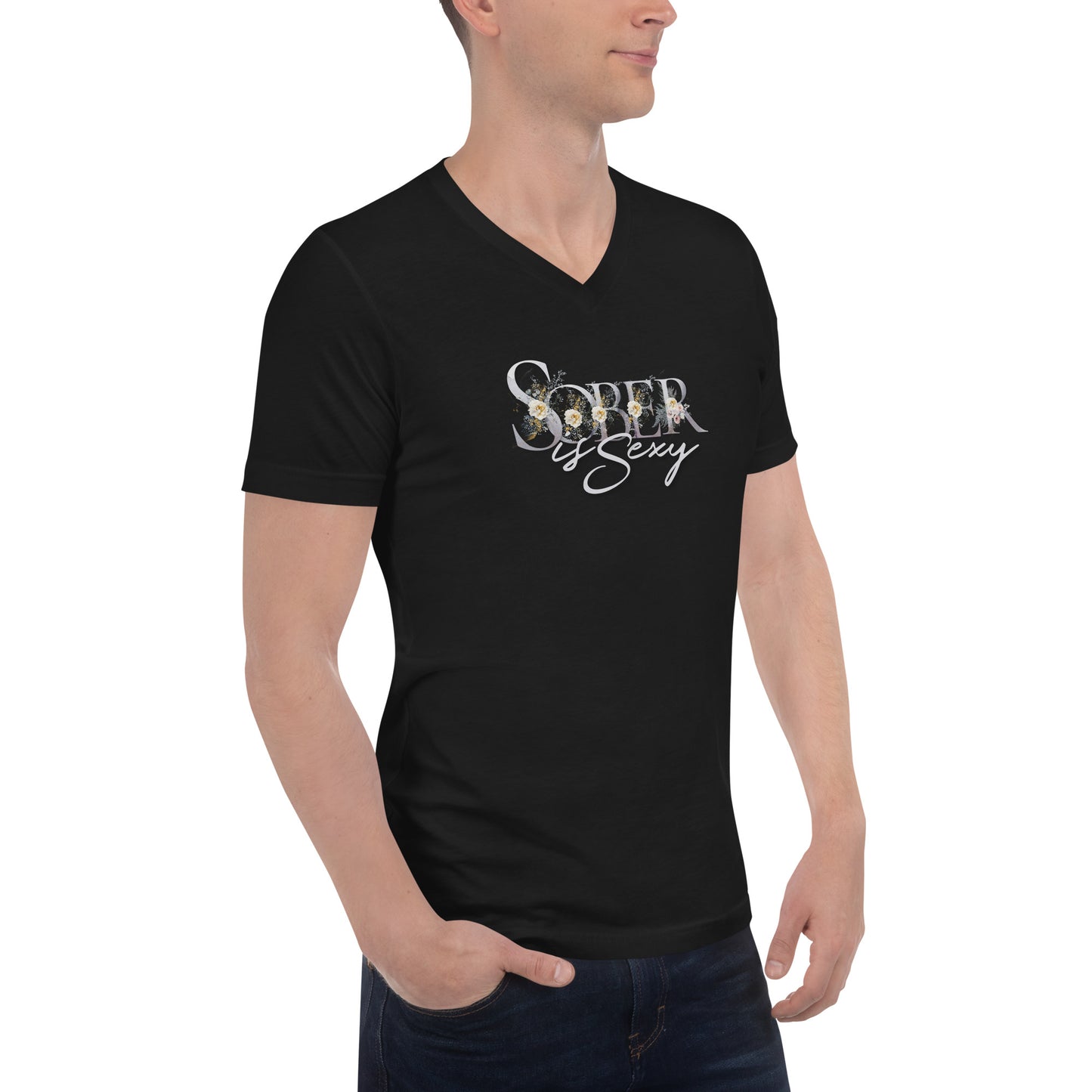 Sober is Sexy - Unisex Short Sleeve V-Neck T-Shirt