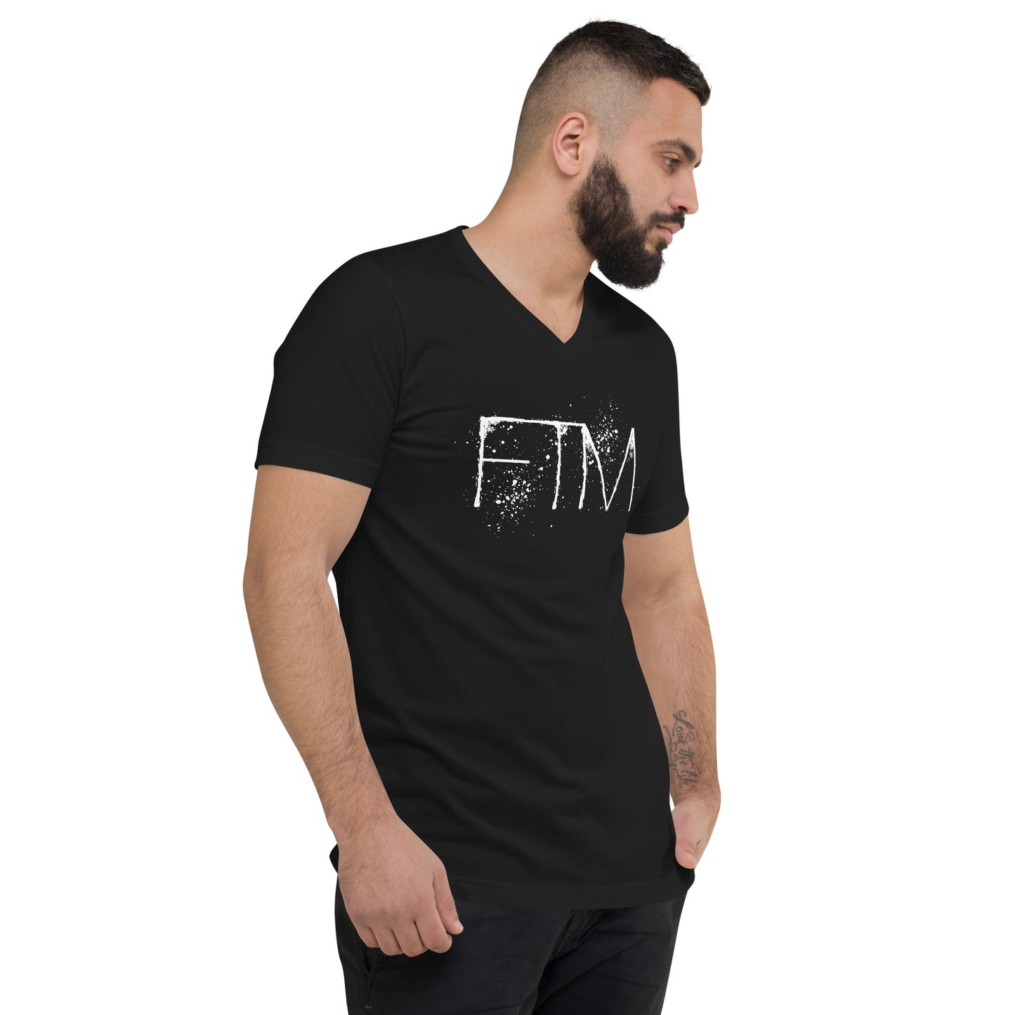 FTM Ink Splatter - Unisex Short Sleeve V-Neck T-Shirt