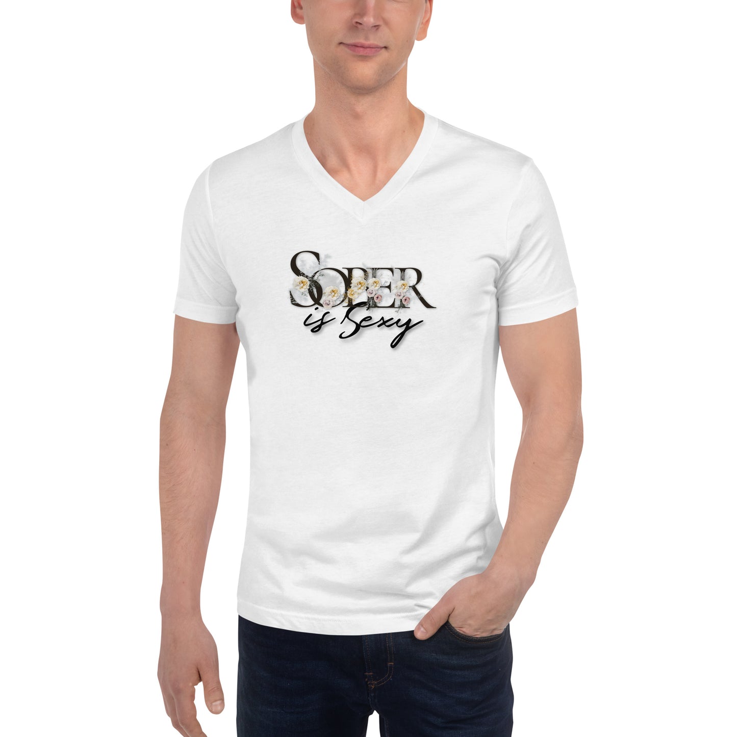 Sober is Sexy - Unisex Short Sleeve V-Neck T-Shirt