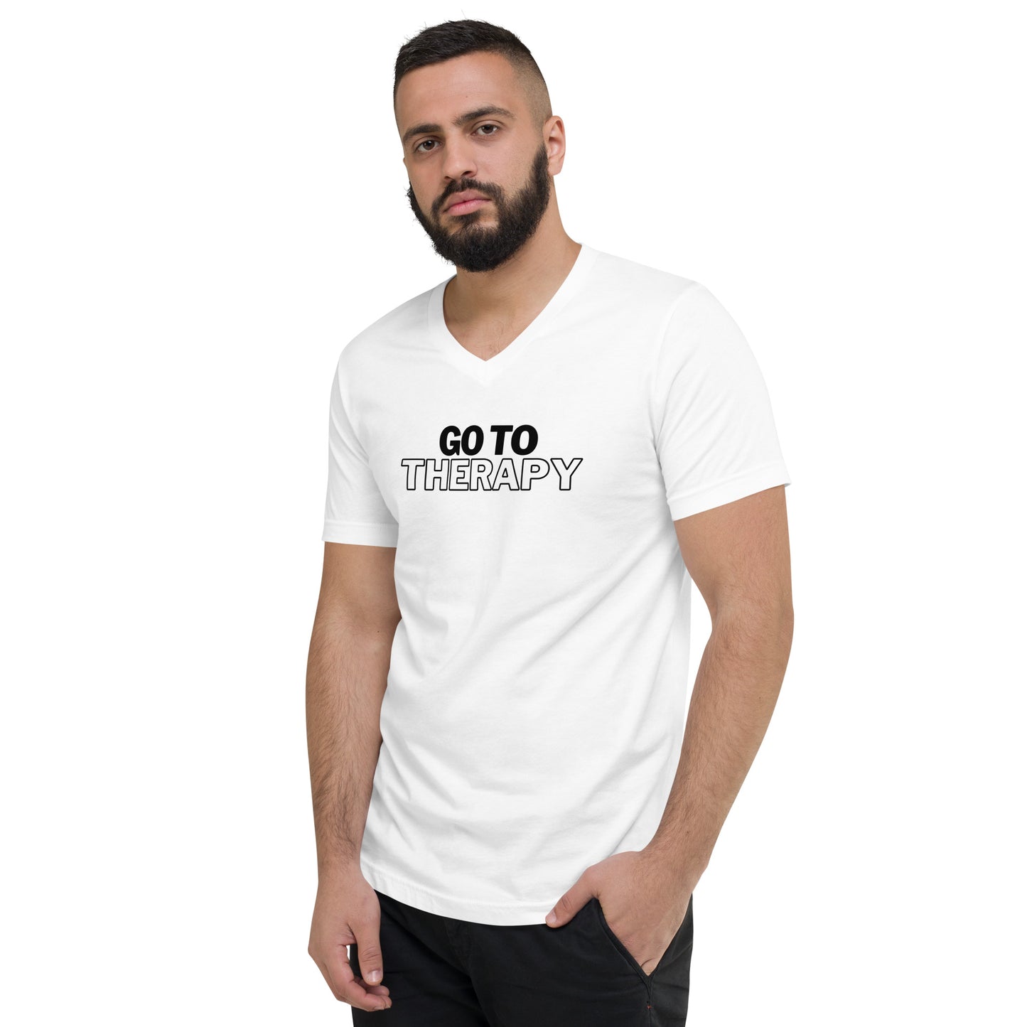 GO TO THERAPY - Short Sleeve V-Neck T-Shirt