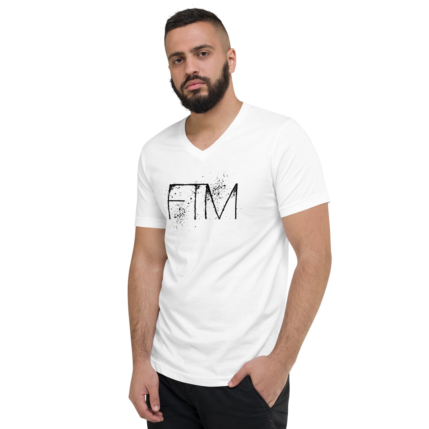 FTM Ink Splatter - Unisex Short Sleeve V-Neck T-Shirt