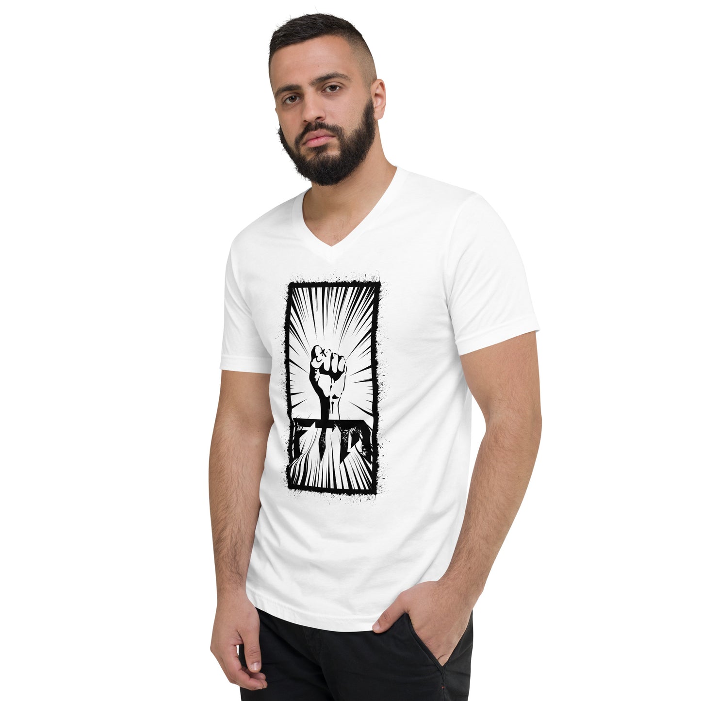 FTM Power Fist - Unisex Short Sleeve V-Neck T-Shirt