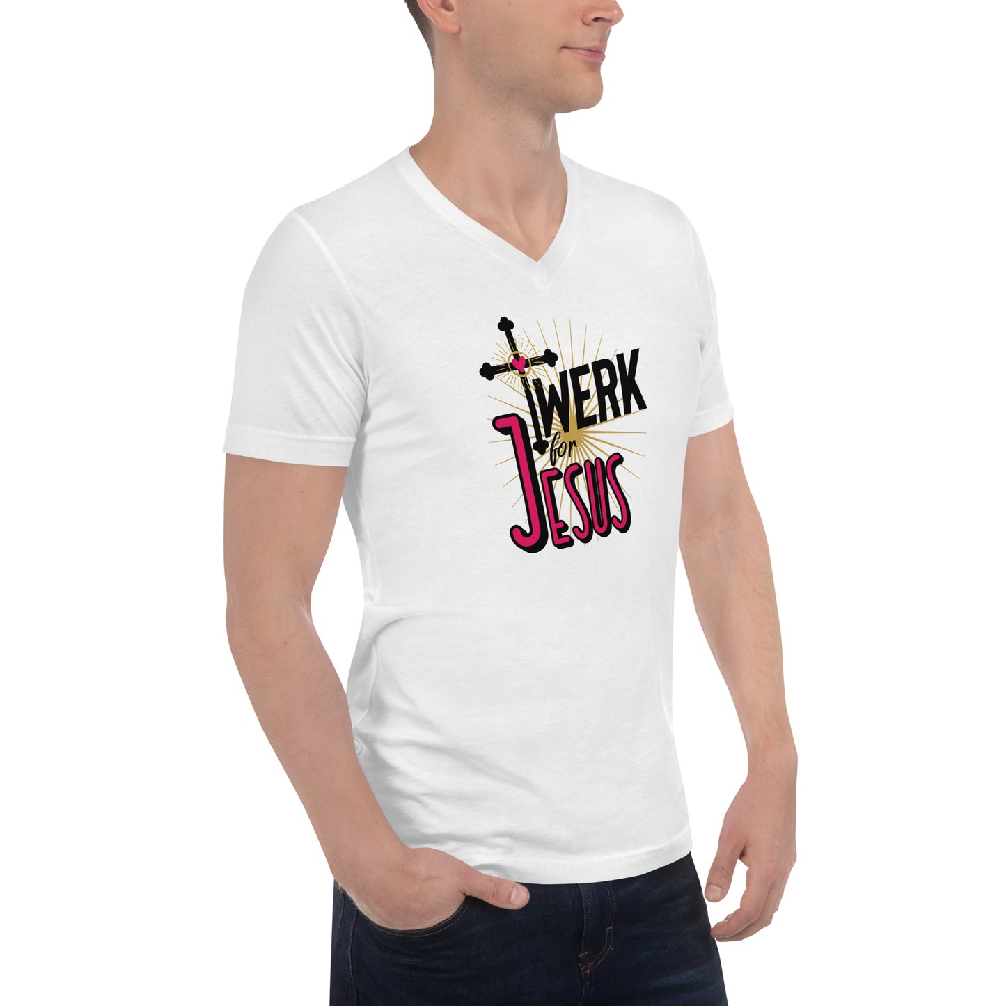Twerk For Jesus - Unisex Short Sleeve V-Neck T-Shirt