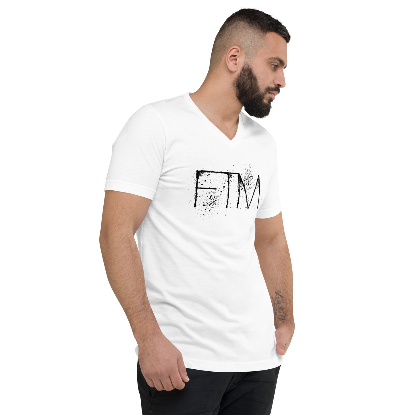 FTM Ink Splatter - Unisex Short Sleeve V-Neck T-Shirt