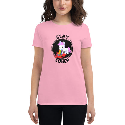 Stay Sober Little Unicorn - Women's short sleeve t-shirt