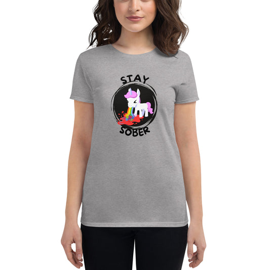 Stay Sober Little Unicorn - Women's short sleeve t-shirt