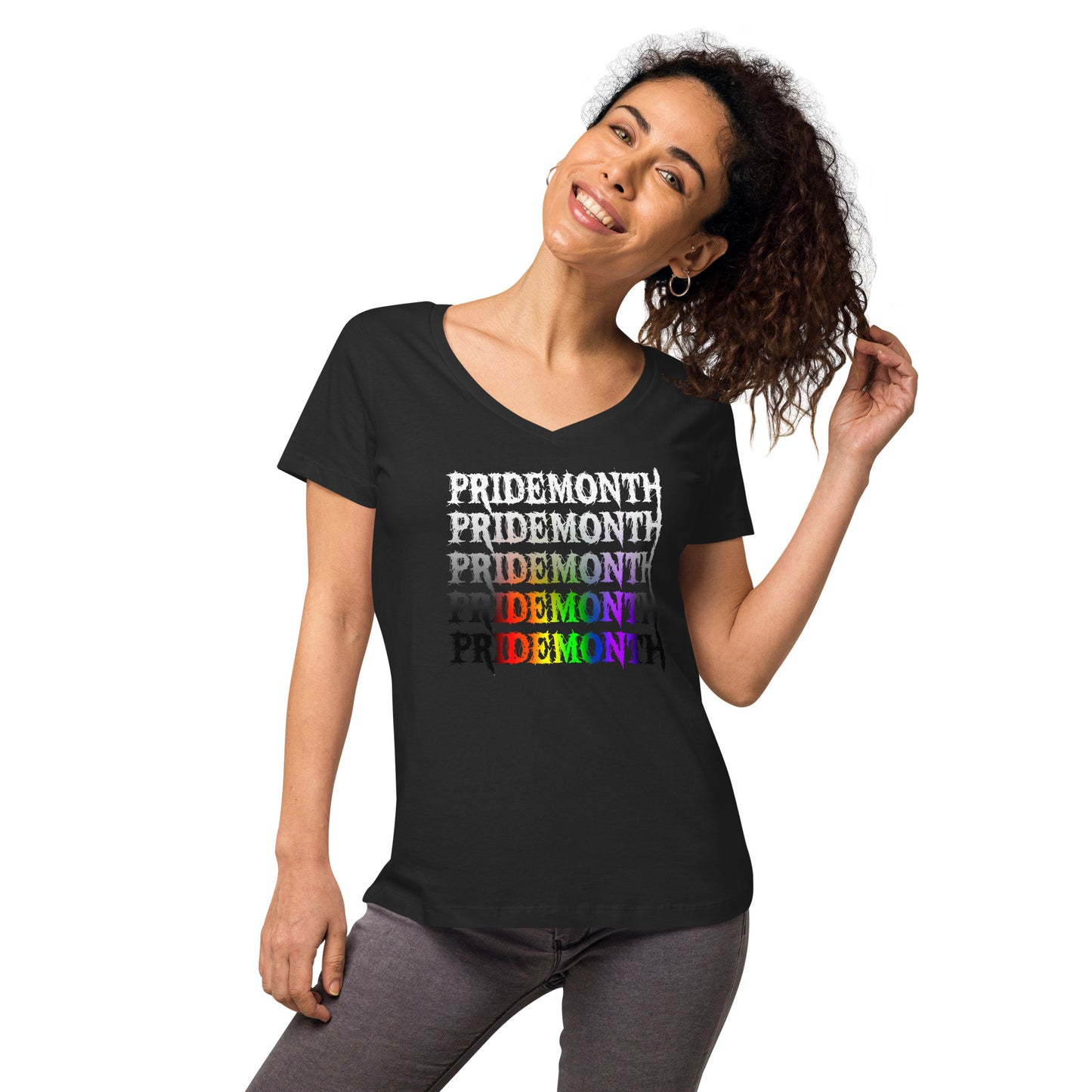 Pride Month Demon - Women’s fitted v-neck t-shirt