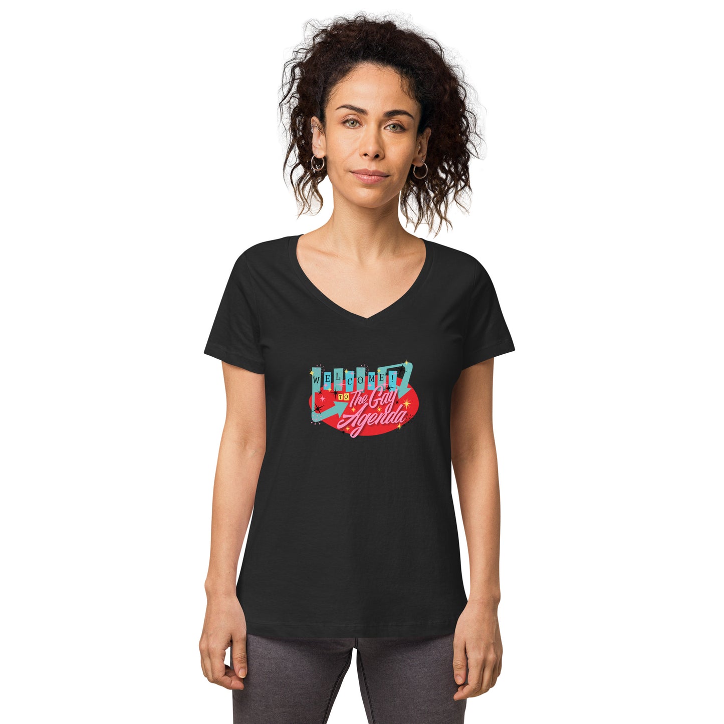 Welcome To The Gay Agenda - Women’s fitted v-neck t-shirt