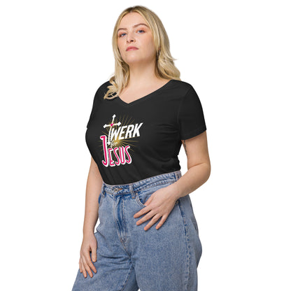 Twerk For Jesus - Women’s fitted v-neck t-shirt