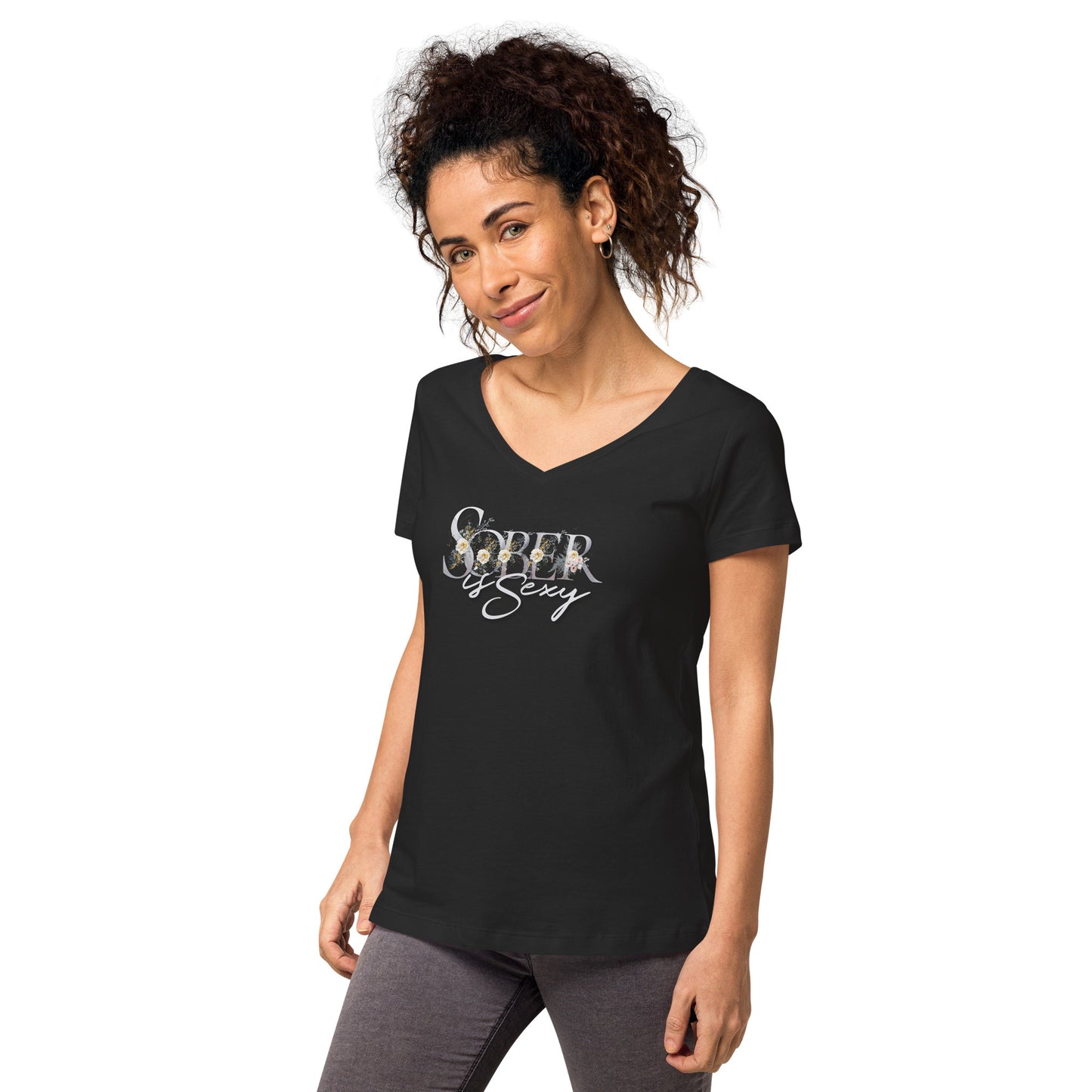 Sober is Sexy - Women’s fitted v-neck t-shirt