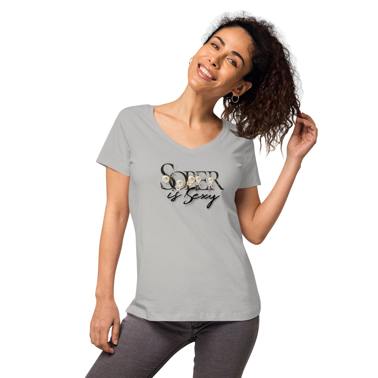 Sober is Sexy - Women’s fitted v-neck t-shirt