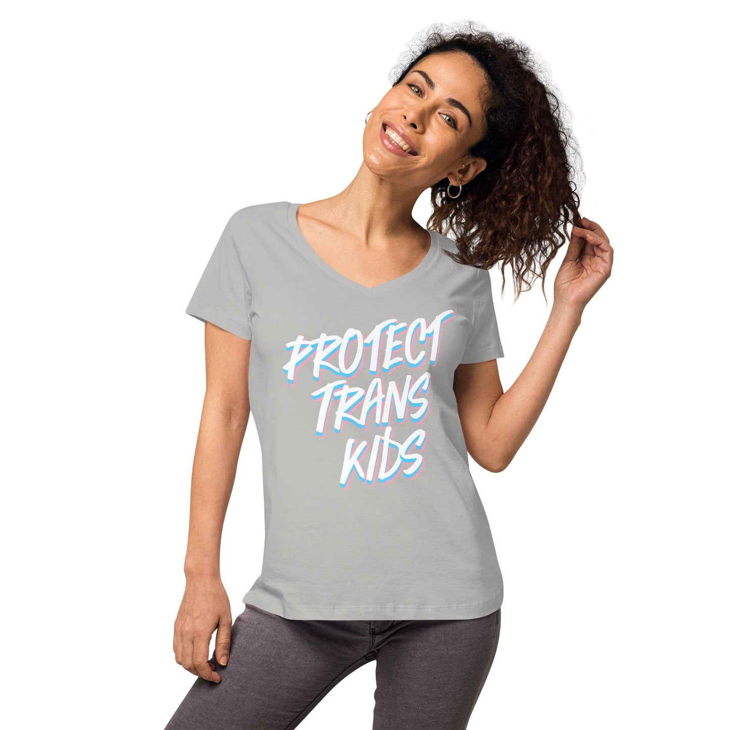 Protect Trans Kids - Women’s fitted v-neck t-shirt