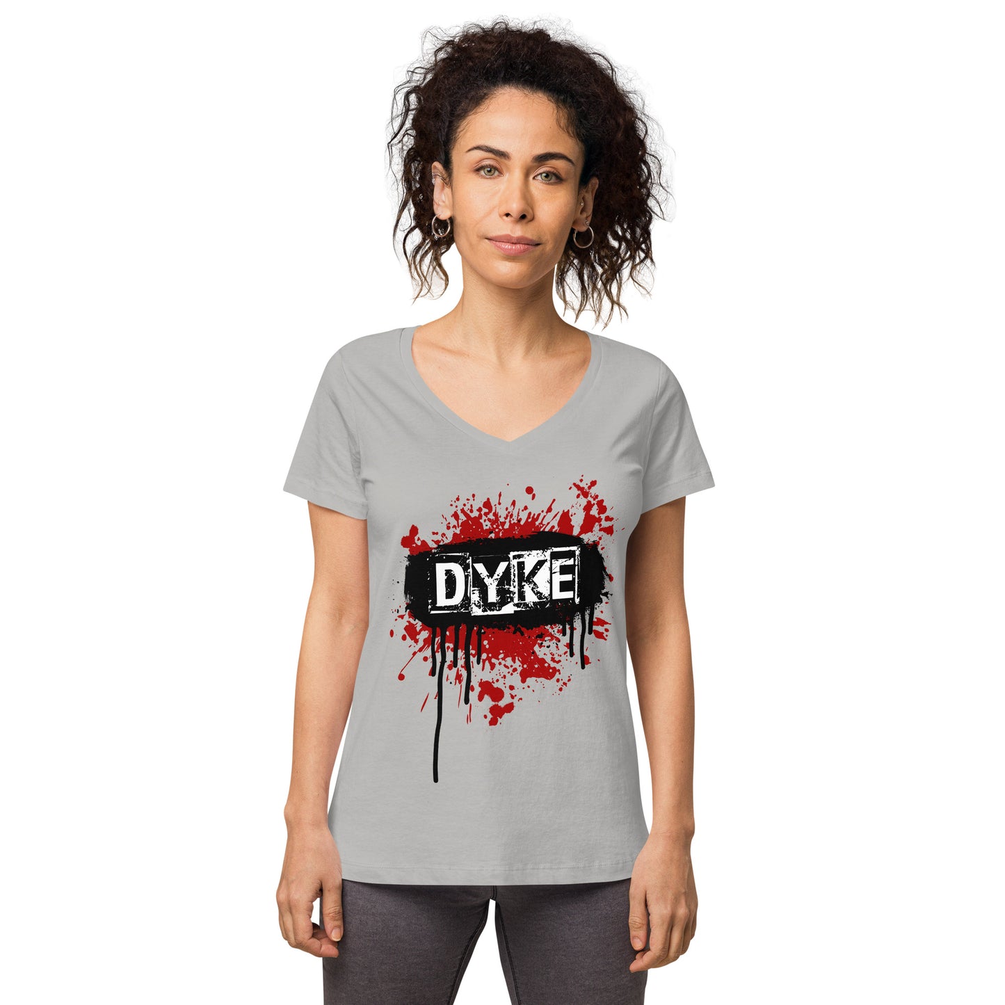 Dyke Punk - Women’s fitted v-neck t-shirt