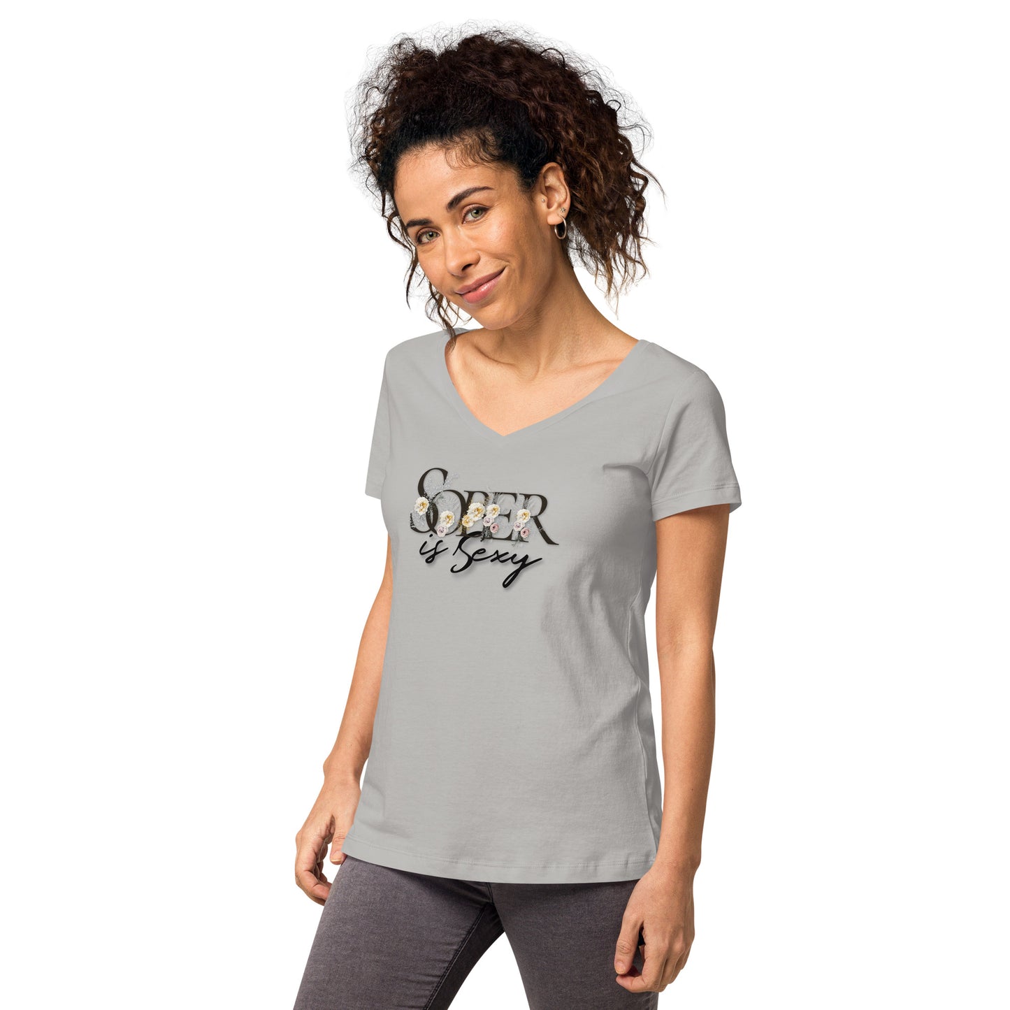 Sober is Sexy - Women’s fitted v-neck t-shirt