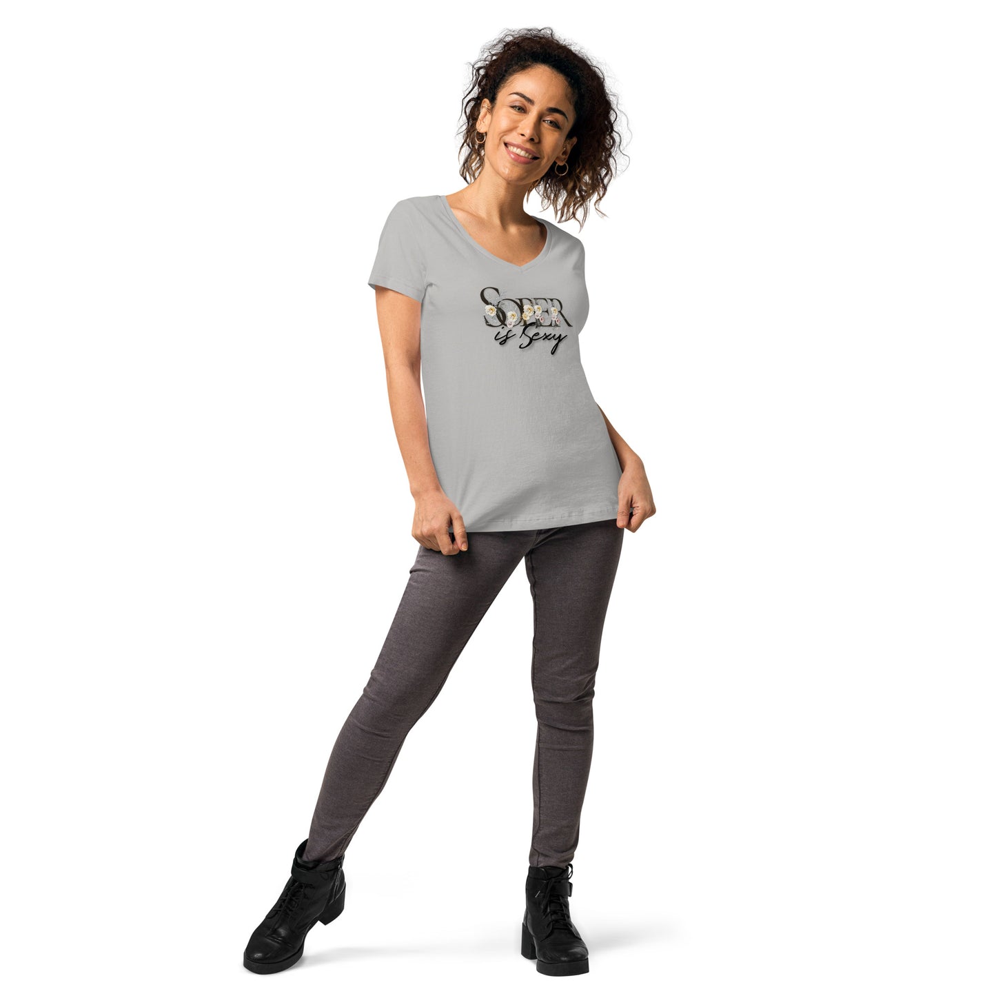 Sober is Sexy - Women’s fitted v-neck t-shirt