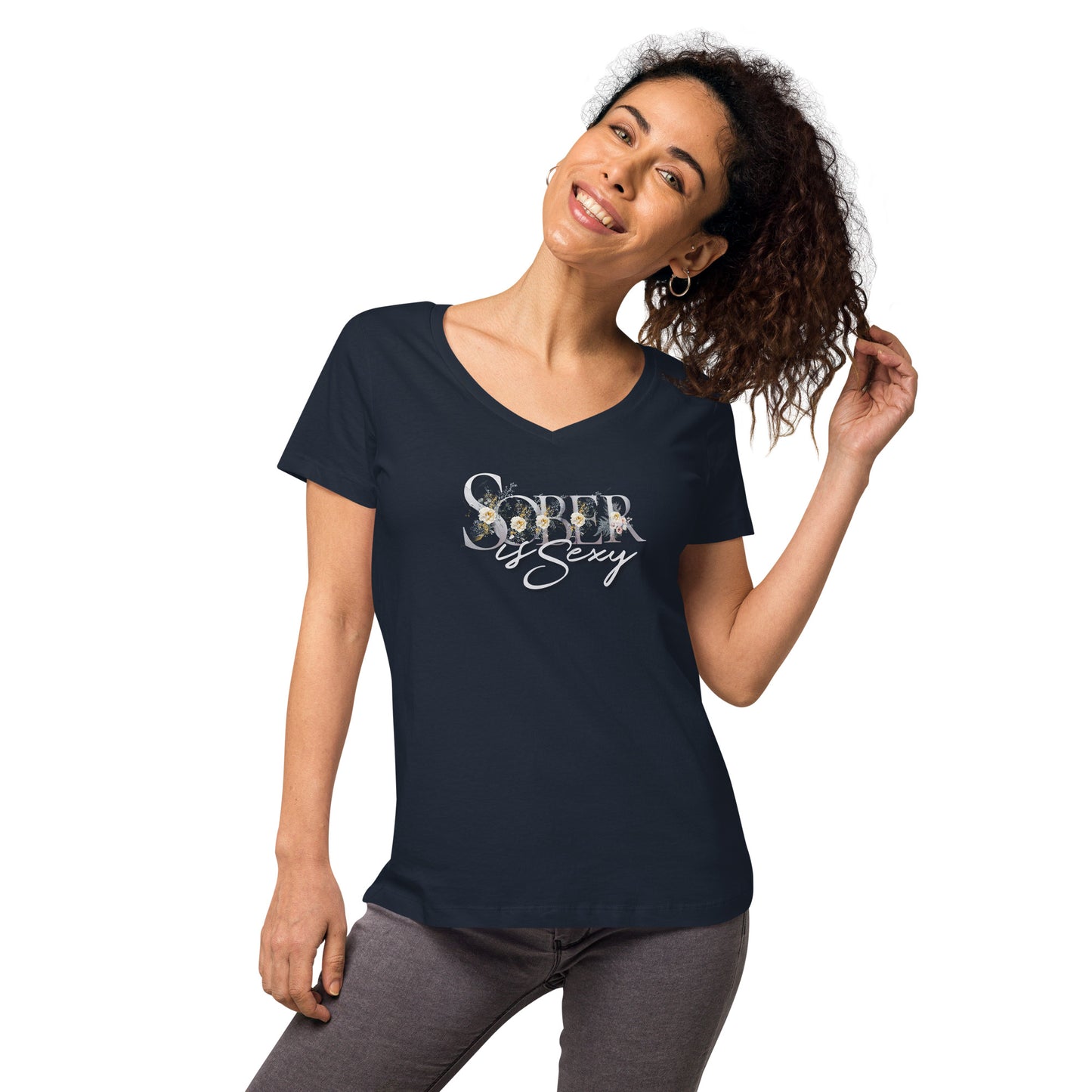Sober is Sexy - Women’s fitted v-neck t-shirt