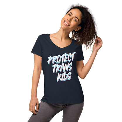 Protect Trans Kids - Women’s fitted v-neck t-shirt