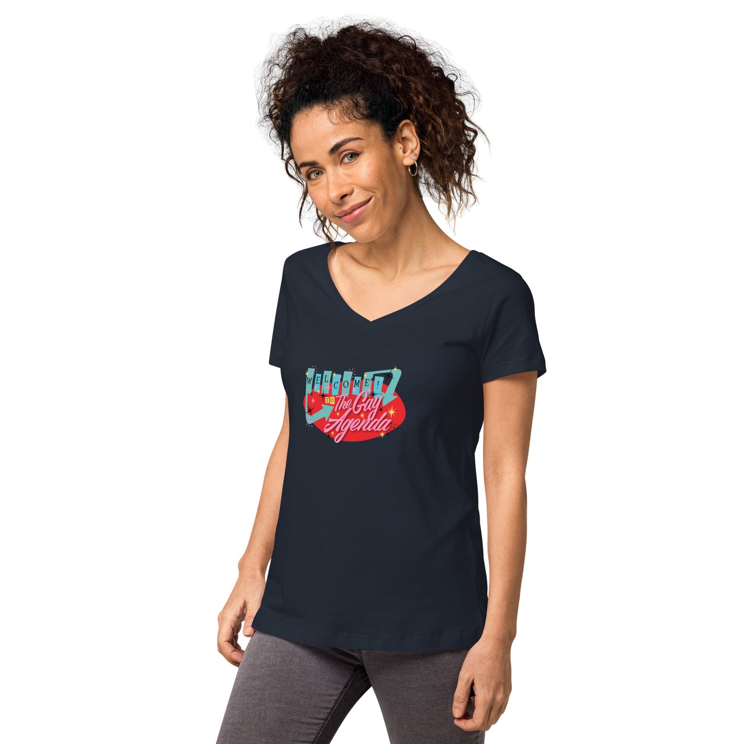 Welcome To The Gay Agenda - Women’s fitted v-neck t-shirt