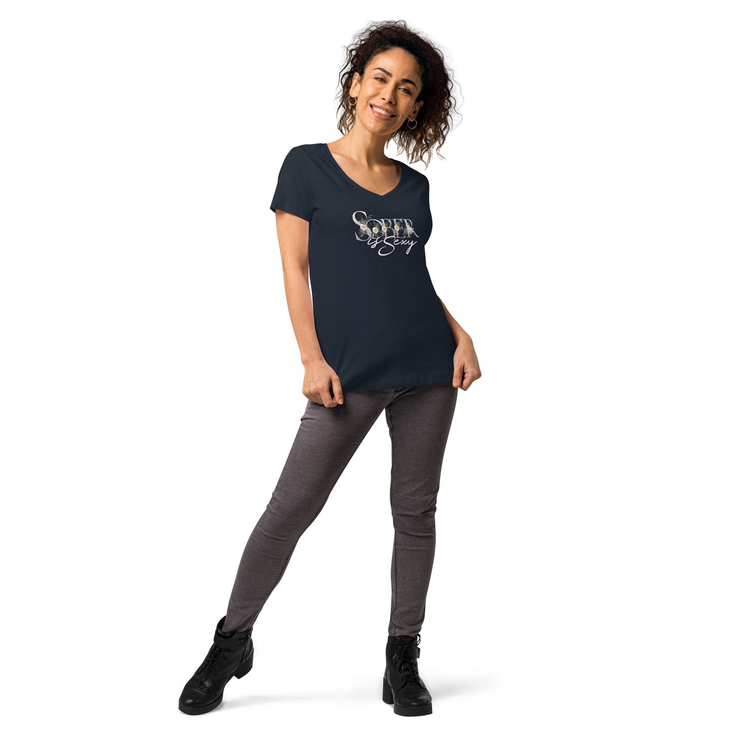 Sober is Sexy - Women’s fitted v-neck t-shirt