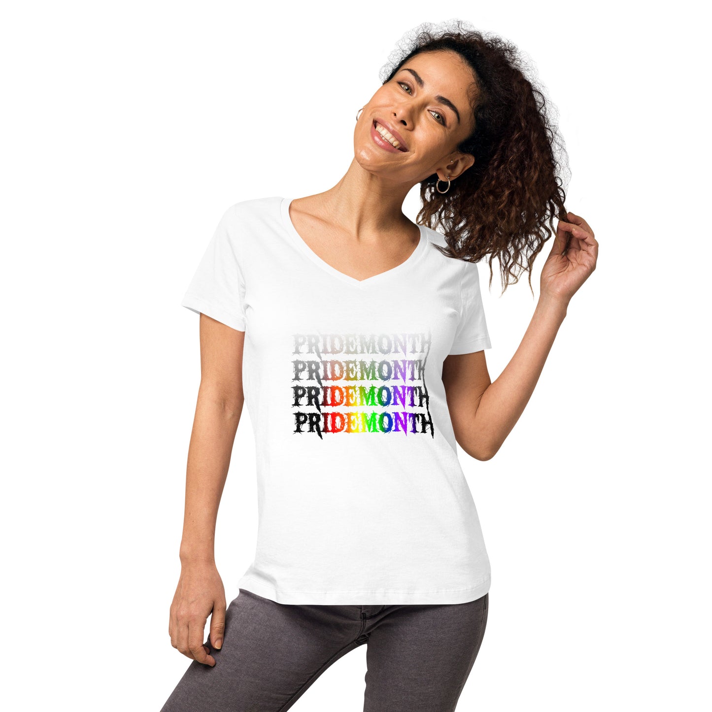 Pride Month Demon - Women’s fitted v-neck t-shirt