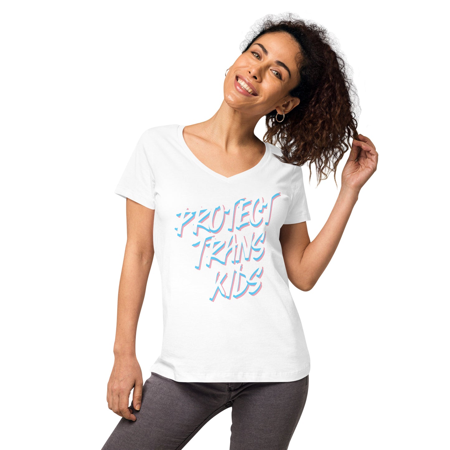 Protect Trans Kids - Women’s fitted v-neck t-shirt