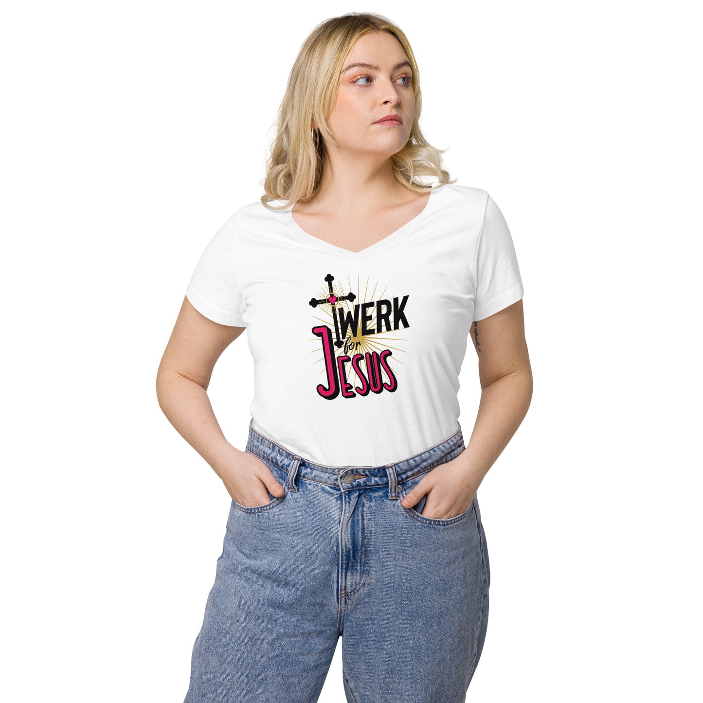 Twerk For Jesus - Women’s fitted v-neck t-shirt