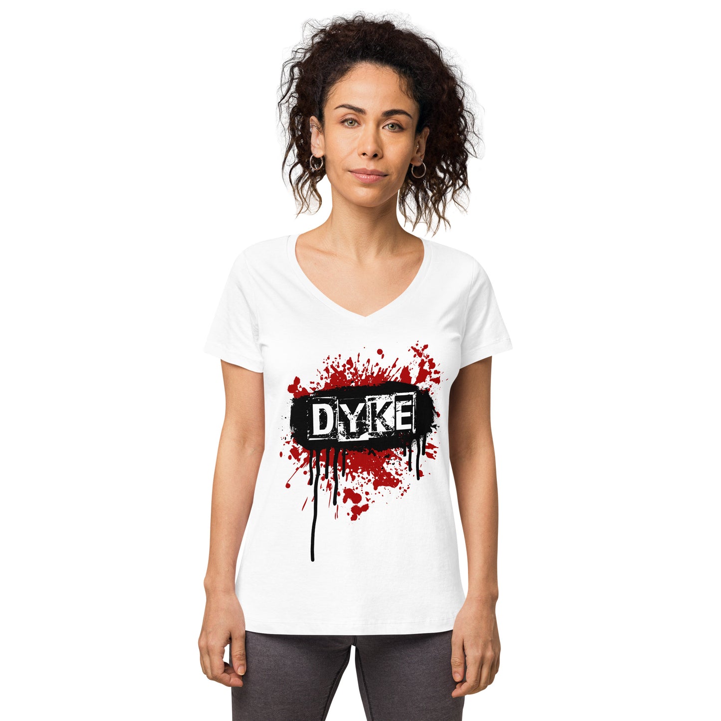 Dyke Punk - Women’s fitted v-neck t-shirt