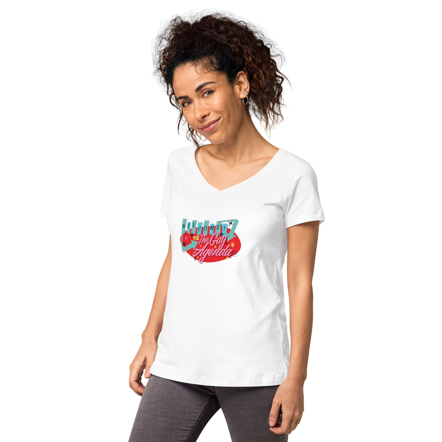 Welcome To The Gay Agenda - Women’s fitted v-neck t-shirt