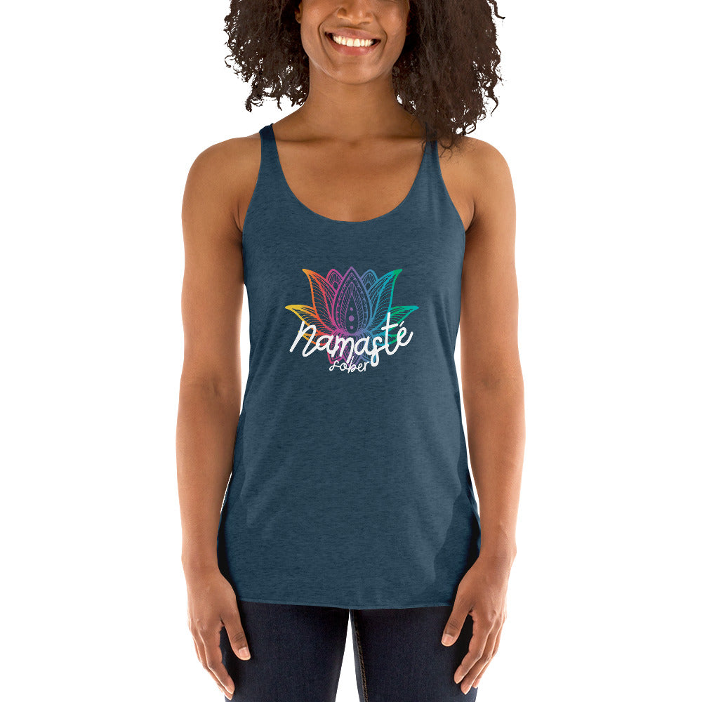 Namaste Sober Rainbow Lotus - Women's Racerback Tank